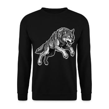 Loup Sauvage Course Mascotte Alpha Wolf - Sweat-shirt Unisexe - noir - Devant - Alina (178cm) & Michal (187cm)