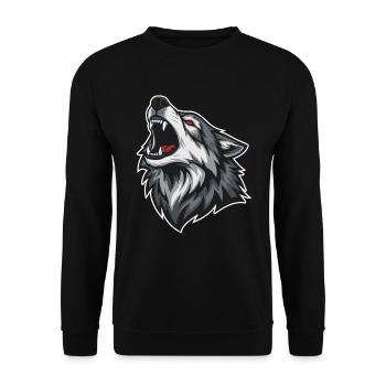 Loup Sauvage Hurlant Yeux Rouges Mascotte Wolf - Sweat-shirt Unisexe - noir - Devant - Alina (178cm) & Michal (187cm)