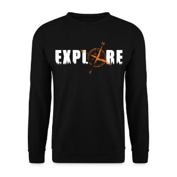 Explore Motiv mit einem Kompass - Unisex Pullover - Schwarz - Vorne - Alina (178cm) & Michal (187cm)