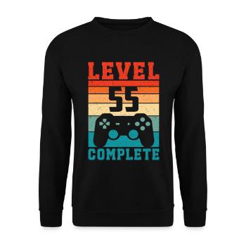 55th Birthday Level 55 Complete 55 Years Gamer - Unisex Sweatshirt - black - Front - Alina (178cm) & Michal (187cm)
