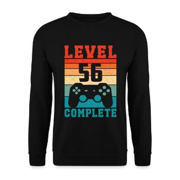 56. Geburtstag Level 56 Complete 56 Jahre Gamer - Unisex Pullover - Schwarz - Vorne - Alina (178cm) & Michal (187cm)