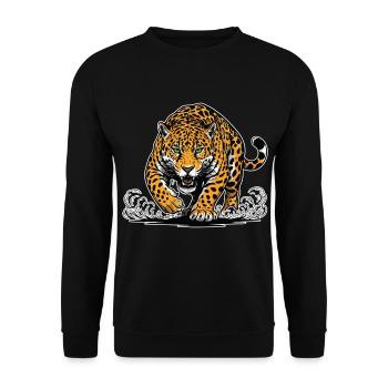Jaguar Leopard Attack Water Mascot Predator - Unisex Sweatshirt - black - Front - Alina (178cm) & Michal (187cm)