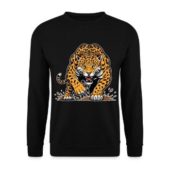 Jaguar Léopard Course Sauvage Mascotte Prédateur - Sweat-shirt Unisexe - noir - Devant - Alina (178cm) & Michal (187cm)