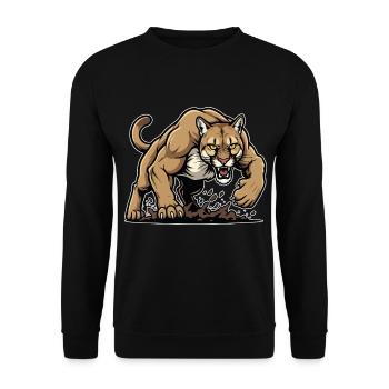 Cougar Lion des Montagnes Sauvage Mascotte - Sweat-shirt Unisexe - noir - Devant - Alina (178cm) & Michal (187cm)