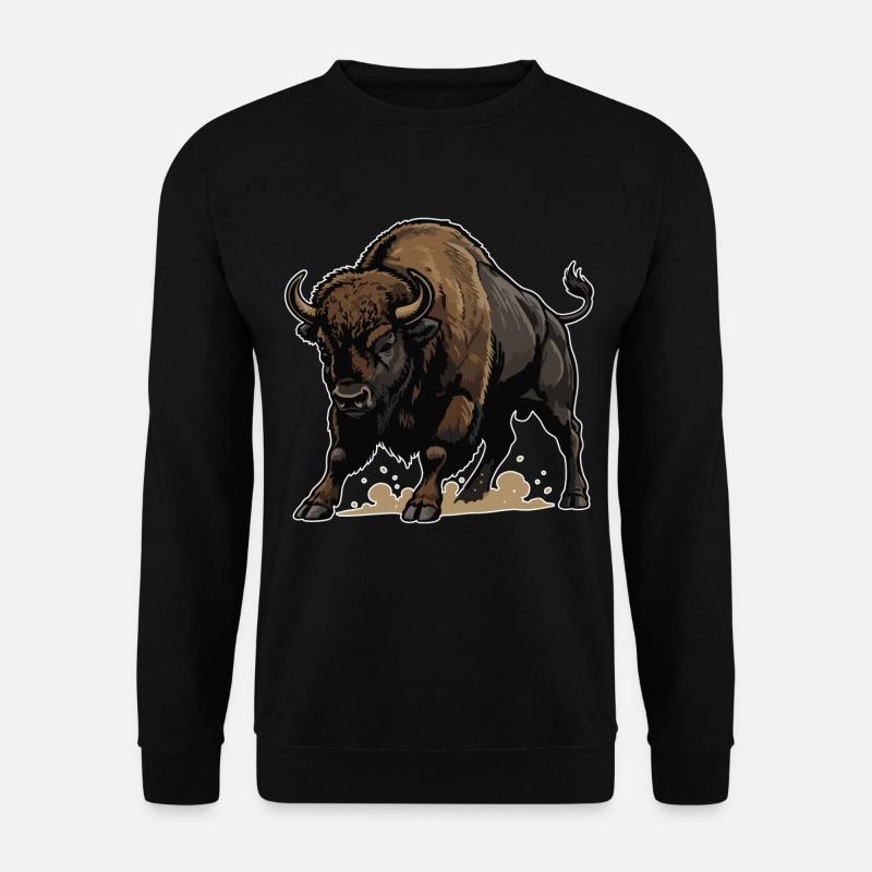 Wild Bison Charge Mascot Buffalo - Unisex Sweatshirt - black