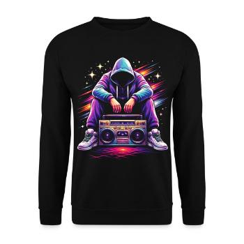 Retro 80s Boombox Illustration - Unisex Sweatshirt - black - Front - Alina (178cm) & Michal (187cm)