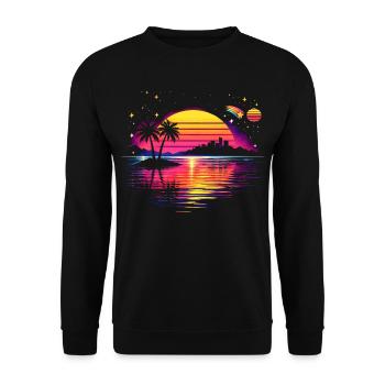 Retro sunset 80s illustration - Unisex Sweatshirt - black - Front - Alina (178cm) & Michal (187cm)