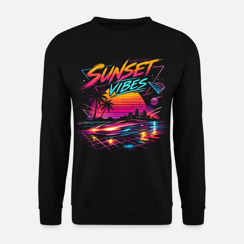 Sunset Vibes 80er Neon Design  - Unisex Pullover - Schwarz