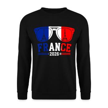 France 2026 Eiffel Tower Glasses - Unisex Sweatshirt - black - Front - Alina (178cm) & Michal (187cm)