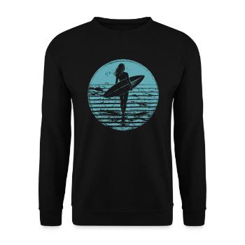 Surfer Retro Vintage Sunset Beach - Unisex Sweatshirt - black - Front - Alina (178cm) & Michal (187cm)