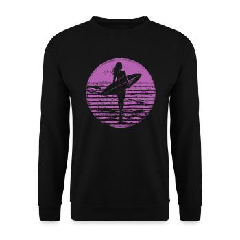 Surfer Retro Vintage Sunset Beach - Unisex Sweatshirt - black - Front - Alina (178cm) & Michal (187cm)