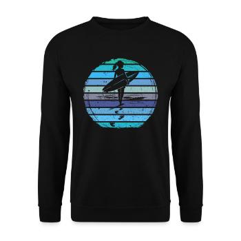Surfer Girl Retro Vintage Sunset - Unisex Sweatshirt - black - Front - Alina (178cm) & Michal (187cm)