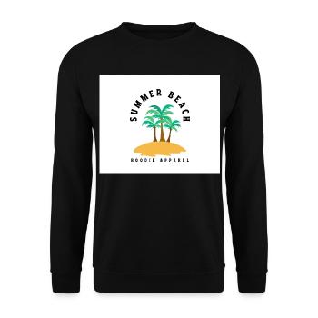 Sommerstrand Palmeninsel Hoodie - Unisex Pullover - Schwarz - Vorne - Alina (178cm) & Michal (187cm)