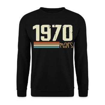 Jahrgang März 1970 - Unisex Pullover - Schwarz - Vorne - Alina (178cm) & Michal (187cm)