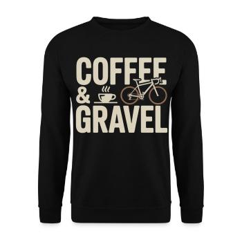 Coffee & Gravel – Gravelbike Lifestyle Shirt - Unisex Pullover - Schwarz - Vorne - Alina (178cm) & Michal (187cm)