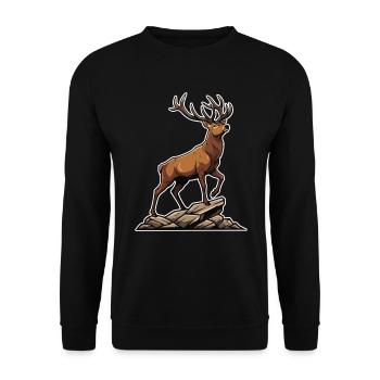 Majestic Deer Forest Logo Mascot Stag - Unisex Sweatshirt - black - Front - Alina (178cm) & Michal (187cm)
