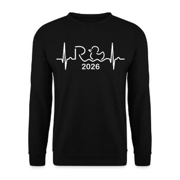 Pension 2026 - Retraite - Pension ECG Pulse - Sweat-shirt Unisexe - noir - Devant - Alina (178cm) & Michal (187cm)
