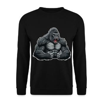 Gorilla Muscular Anger Gorilla Maskottchen-Logo - Unisex Pullover - Schwarz - Vorne - Alina (178cm) & Michal (187cm)