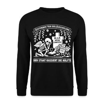 Décédé avant le paiement - Sweat-shirt Unisexe - noir - Devant - Alina (178cm) & Michal (187cm)