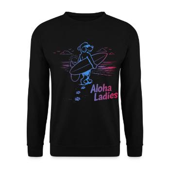 Aloha Ladies Surfer Dog Hawaiian Style - Unisex Sweatshirt - black - Front - Alina (178cm) & Michal (187cm)