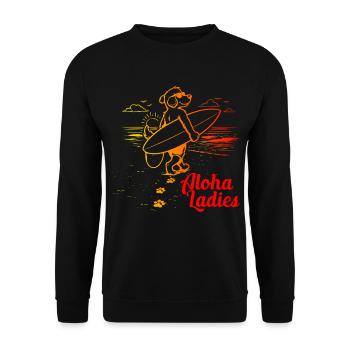 Aloha Ladies Surfer Dog Hawaiian Style - Unisex Sweatshirt - black - Front - Alina (178cm) & Michal (187cm)