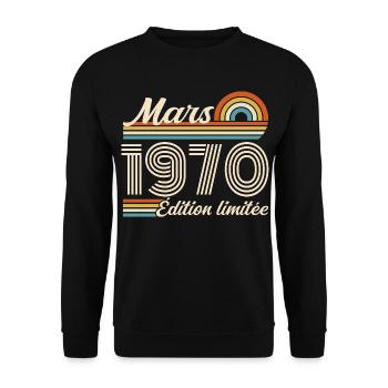 56e Cadeau d’anniversaire - Né en mars 1970 - Sweat-shirt Unisexe - noir - Devant - Alina (178cm) & Michal (187cm)