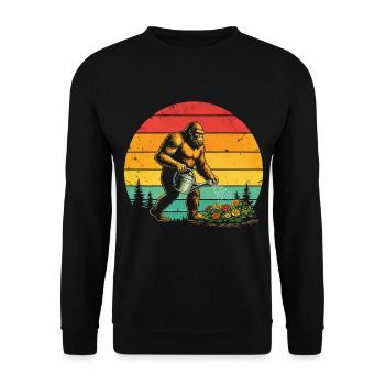 Fleurs de jardin Drôle de Big Foot Gardener - Sweat-shirt Unisexe - noir - Devant - Alina (178cm) & Michal (187cm)