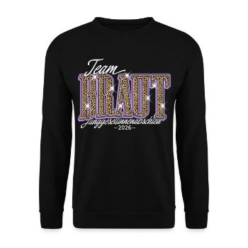 Team Braut Junggesellinnenabschied JGA 2026 - Unisex Pullover - Schwarz - Vorne - Alina (178cm) & Michal (187cm)