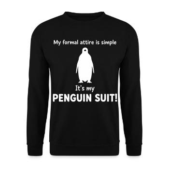 Lustiges Pinguin Anzug Kostüm - Unisex Pullover - Schwarz - Vorne - Alina (178cm) & Michal (187cm)