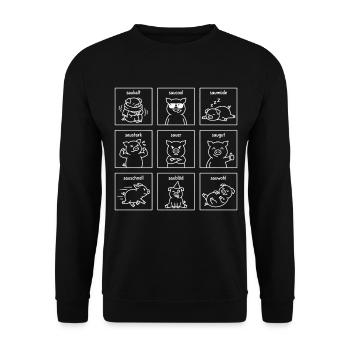 Lustige Schweine Sprüche - Witzige "Sau" Wortspiel - Unisex Pullover - Schwarz - Vorne - Alina (178cm) & Michal (187cm)