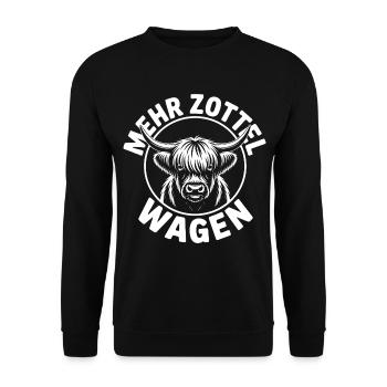 Highlands plus de bœuf des Highlands Car Hirsute - Sweat-shirt Unisexe - noir - Devant - Alina (178cm) & Michal (187cm)