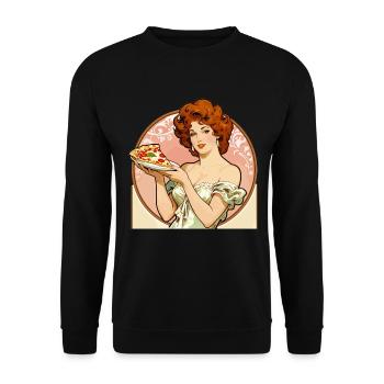 Pizza-Girl vintage Pin-Up dans le style Art nouveau - Sweat-shirt Unisexe - noir - Devant - Alina (178cm) & Michal (187cm)