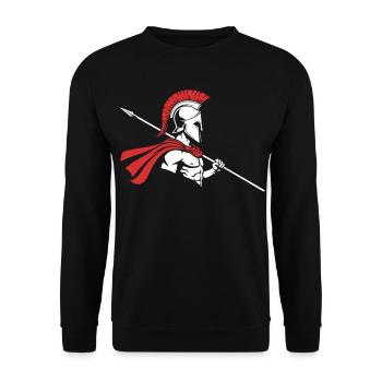 Spartan Profile Spear Logo Mascot Warrior - Unisex Sweatshirt - black - Front - Alina (178cm) & Michal (187cm)