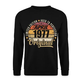Cadeau D'anniversaire Avril 1977 - Sweat-shirt Unisexe - noir - Devant - Alina (178cm) & Michal (187cm)