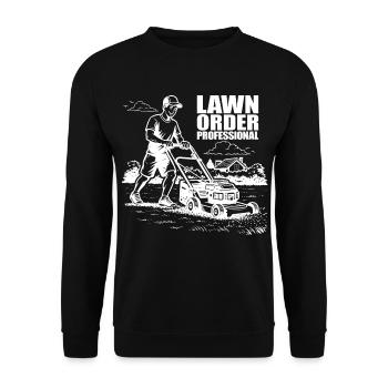 LAWN ORDER PROFESSIONAL Garden Lawn Care Professional - Unisex Sweatshirt - black - Front - Alina (178cm) & Michal (187cm)