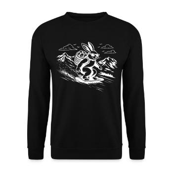 Snowboard Hase Osterhase Cool Easter Vibes - Unisex Pullover - Schwarz - Vorne - Alina (178cm) & Michal (187cm)