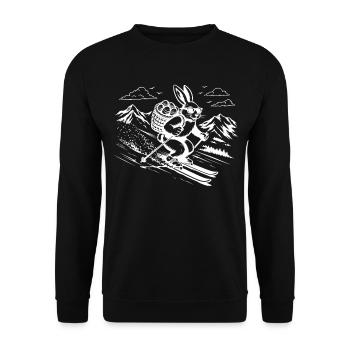 Ski Bunny Lapins de Pâques Sports d’hiver amusants - Sweat-shirt Unisexe - noir - Devant - Alina (178cm) & Michal (187cm)