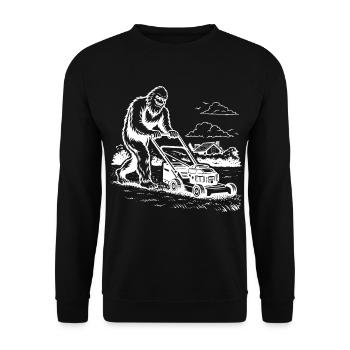 Bigfoot Yeti Lawn Mower Gardening Style - Unisex Sweatshirt - black - Front - Alina (178cm) & Michal (187cm)