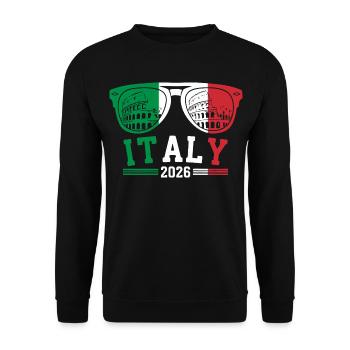 Italy 2026 Rome Colosseum Sunglasses - Unisex Sweatshirt - black - Front - Alina (178cm) & Michal (187cm)