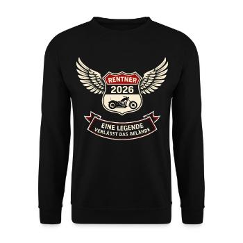 Moto motardière motard Pensioner 2026 Retraité 2026 - Sweat-shirt Unisexe - noir - Devant - Alina (178cm) & Michal (187cm)
