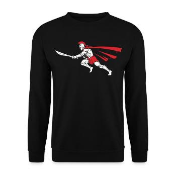 Spartan Attack Sword Maskottchen Spartan Dash - Unisex Pullover - Schwarz - Vorne - Alina (178cm) & Michal (187cm)