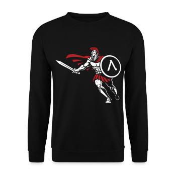 Spartan Attack Sword Shield Spartan-Maskottchen - Unisex Pullover - Schwarz - Vorne - Alina (178cm) & Michal (187cm)