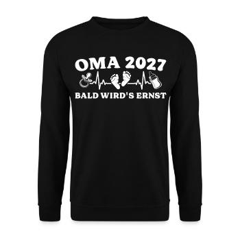 Grandma 2027: Soon it's getting serious Pregnancy - Unisex Sweatshirt - black - Front - Alina (178cm) & Michal (187cm)