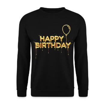 Happy Birthday Liquid Gold - Noble Birthday - Unisex Sweatshirt - black - Front - Alina (178cm) & Michal (187cm)