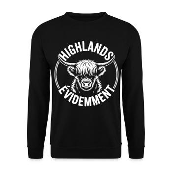 Schottische Highland-Kuh – Highland-Kuh - Unisex Pullover - Schwarz - Vorne - Alina (178cm) & Michal (187cm)