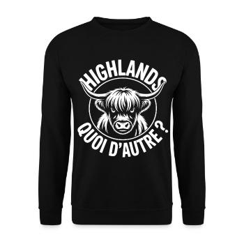 Highland Cow Quoi d'Autre - Sweat-shirt Unisexe - noir - Devant - Alina (178cm) & Michal (187cm)