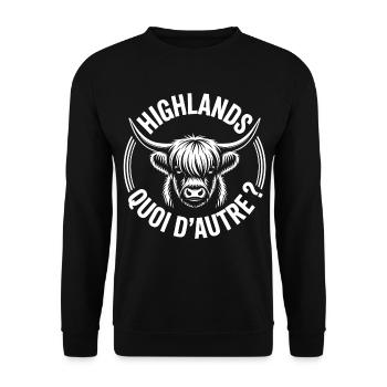 Highlands Quoi D'Autre Vache - Sweat-shirt Unisexe - noir - Devant - Alina (178cm) & Michal (187cm)