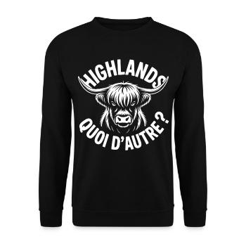 Highlands Ox Longhorn Monochrom - Unisex Pullover - Schwarz - Vorne - Alina (178cm) & Michal (187cm)