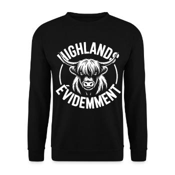 Highland-Kuh-Logo - Unisex Pullover - Schwarz - Vorne - Alina (178cm) & Michal (187cm)