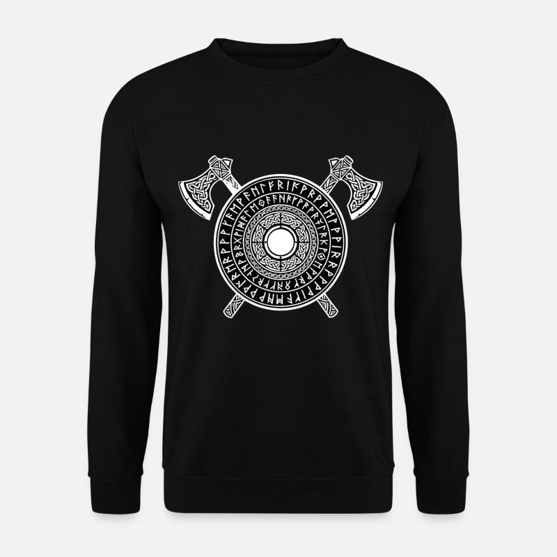 Wikinger-Runenschild und nordische Kreuzfahreräxte - Unisex Pullover - Schwarz